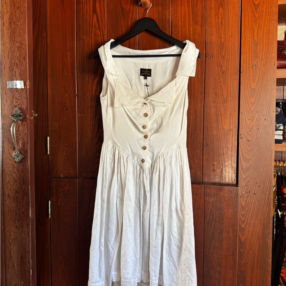 2000s Vivienne Westwood Anglomania White Cotton Dress